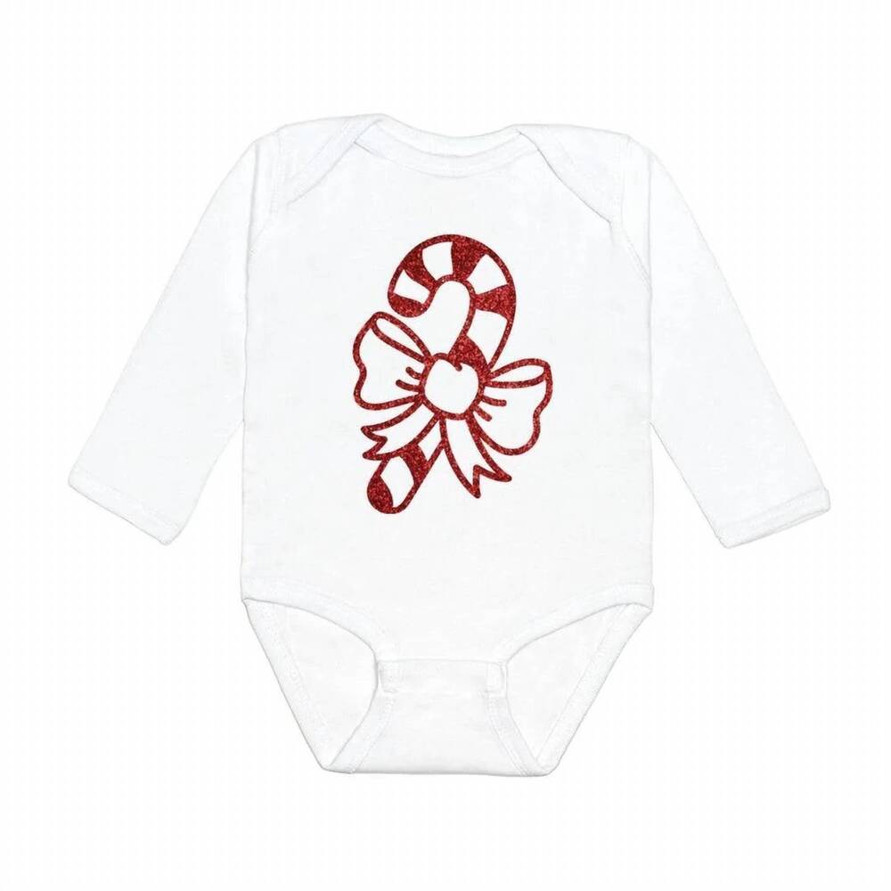 NEW SWEET WINK baby unisex candy cane holiday onesie in white/red